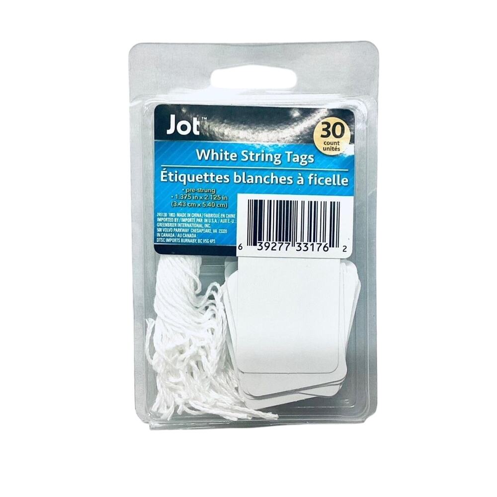 Jot White String Tags, 30-ct. Pack